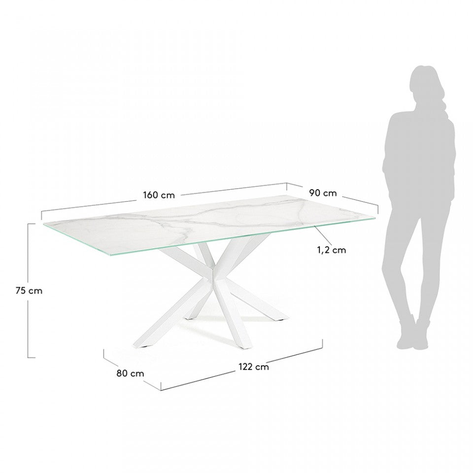 Masa dining alba din metal 90x160 cm Argo Kave Home