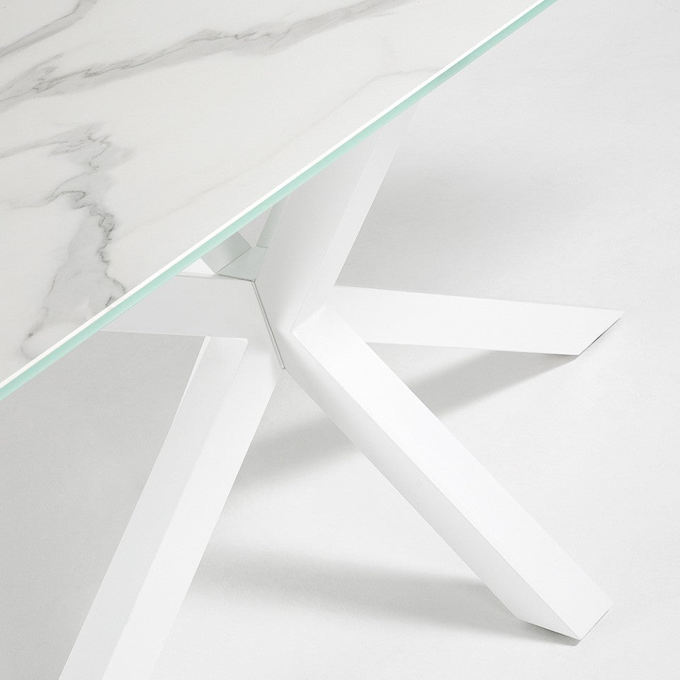 Masa dining alba din metal 90x160 cm Argo Kave Home