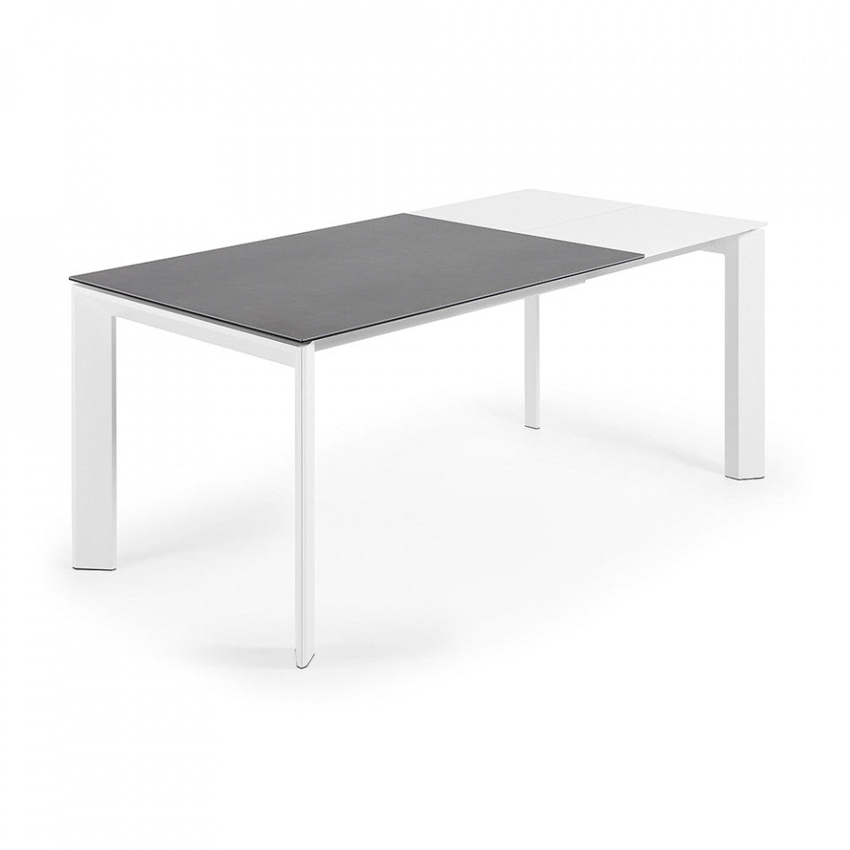 Masa dining alba/gri din metal 80x(120)180 cm Axis Kave Home