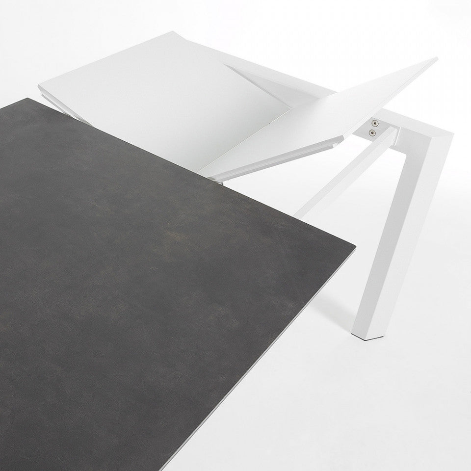 Masa dining alba/gri din metal 80x(120)180 cm Axis Kave Home