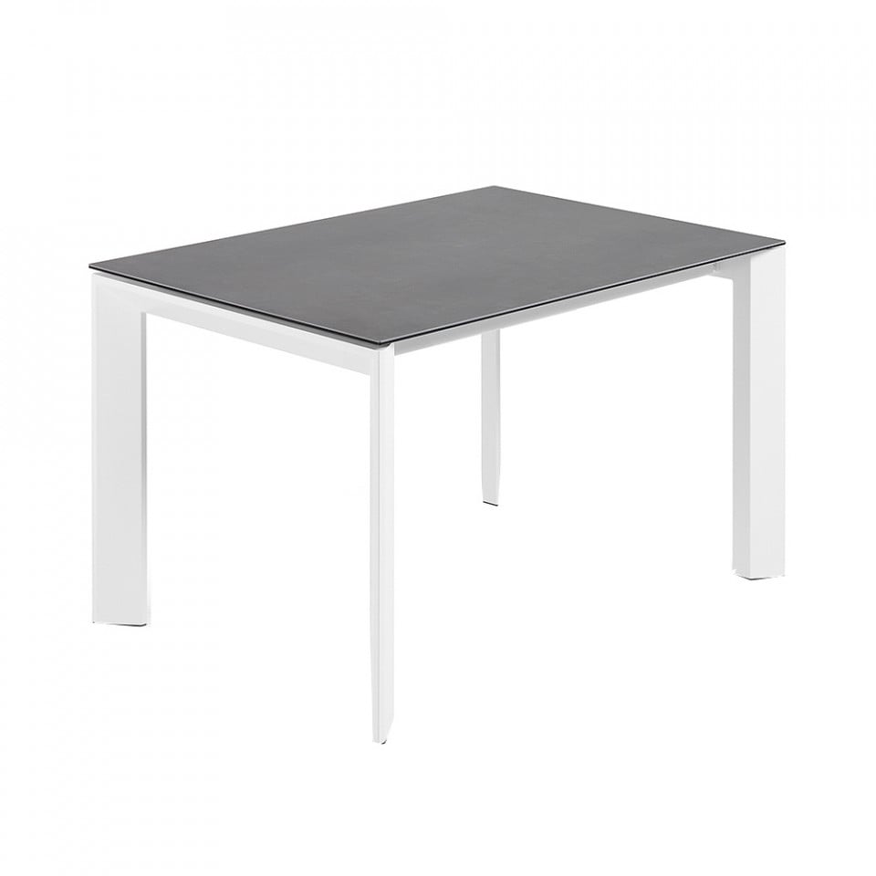 Masa dining alba/gri din metal 80x(120)180 cm Axis Kave Home