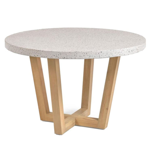 Masa dining alba/maro din ciment 120 cm Shanelle Kave Home