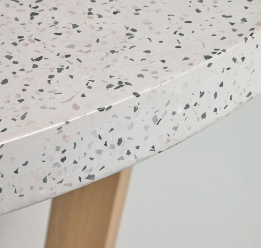 Masa dining alba/maro din ciment 120 cm Shanelle Kave Home