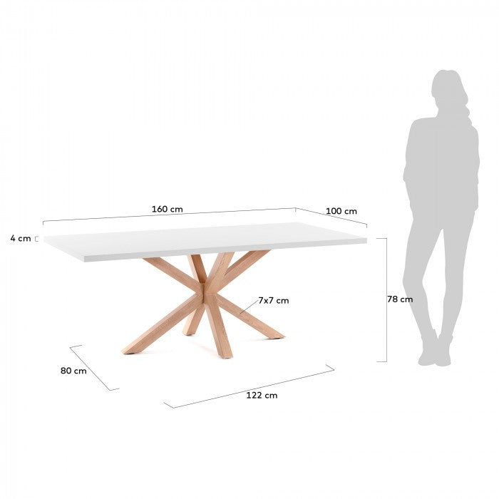 Masa dining alba/maro din metal 100x160 cm Argo Kave Home
