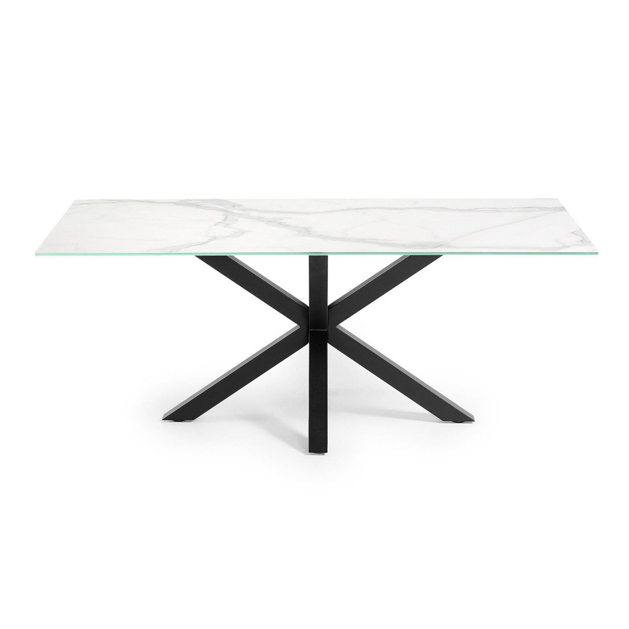 Masa dining alba/neagra din metal 100x180 cm Argo Kave Home