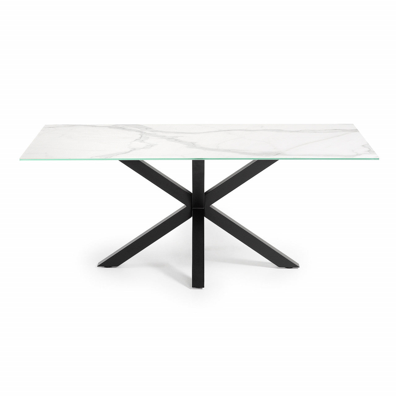 Masa dining alba/neagra din metal 100x200 cm Argo Kave Home