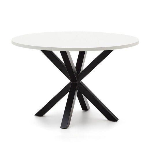 Masa dining alba/neagra din metal 120 cm Argo Kave Home