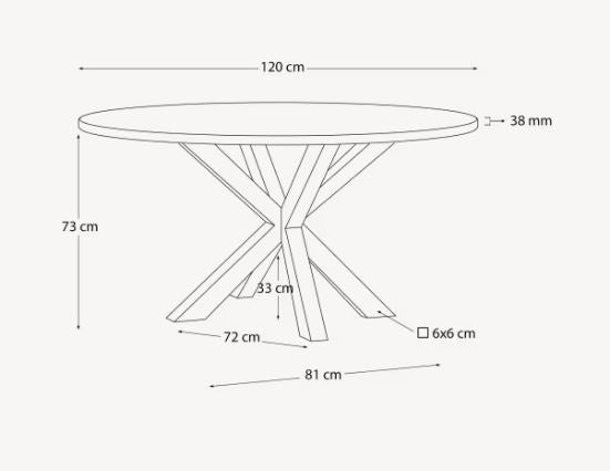 Masa dining alba/neagra din metal 120 cm Argo Kave Home