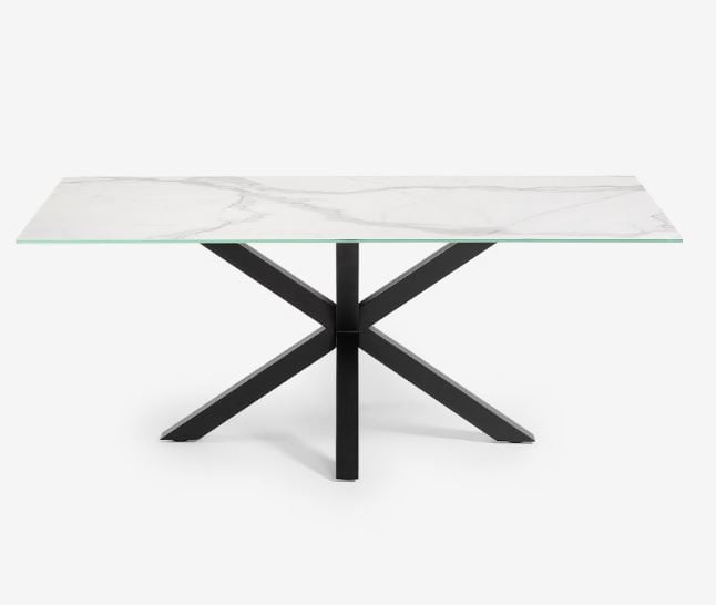 Masa dining alba/neagra din metal 90x160 cm Argo Kave Home