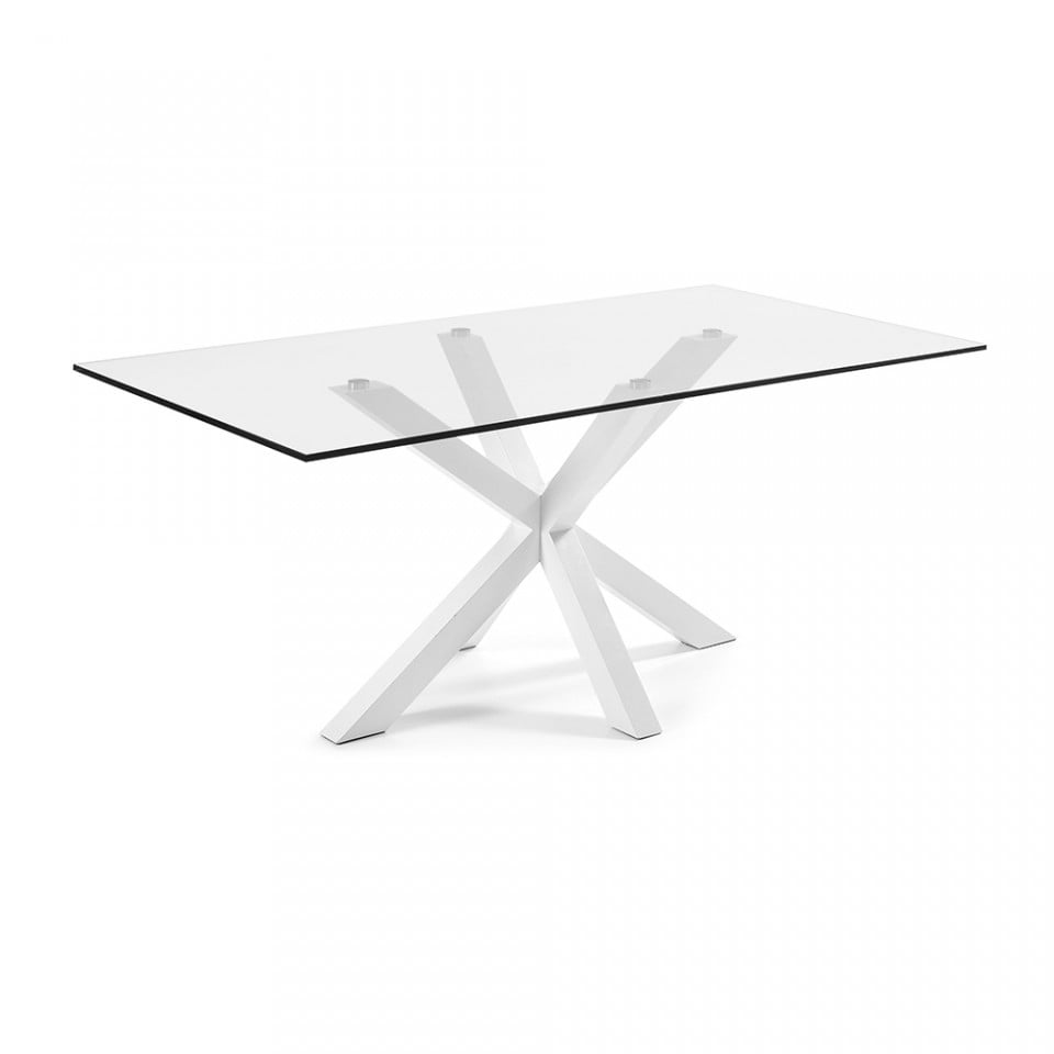 Masa dining alba/trasparenta din metal 100x200 cm Argo Kave Home