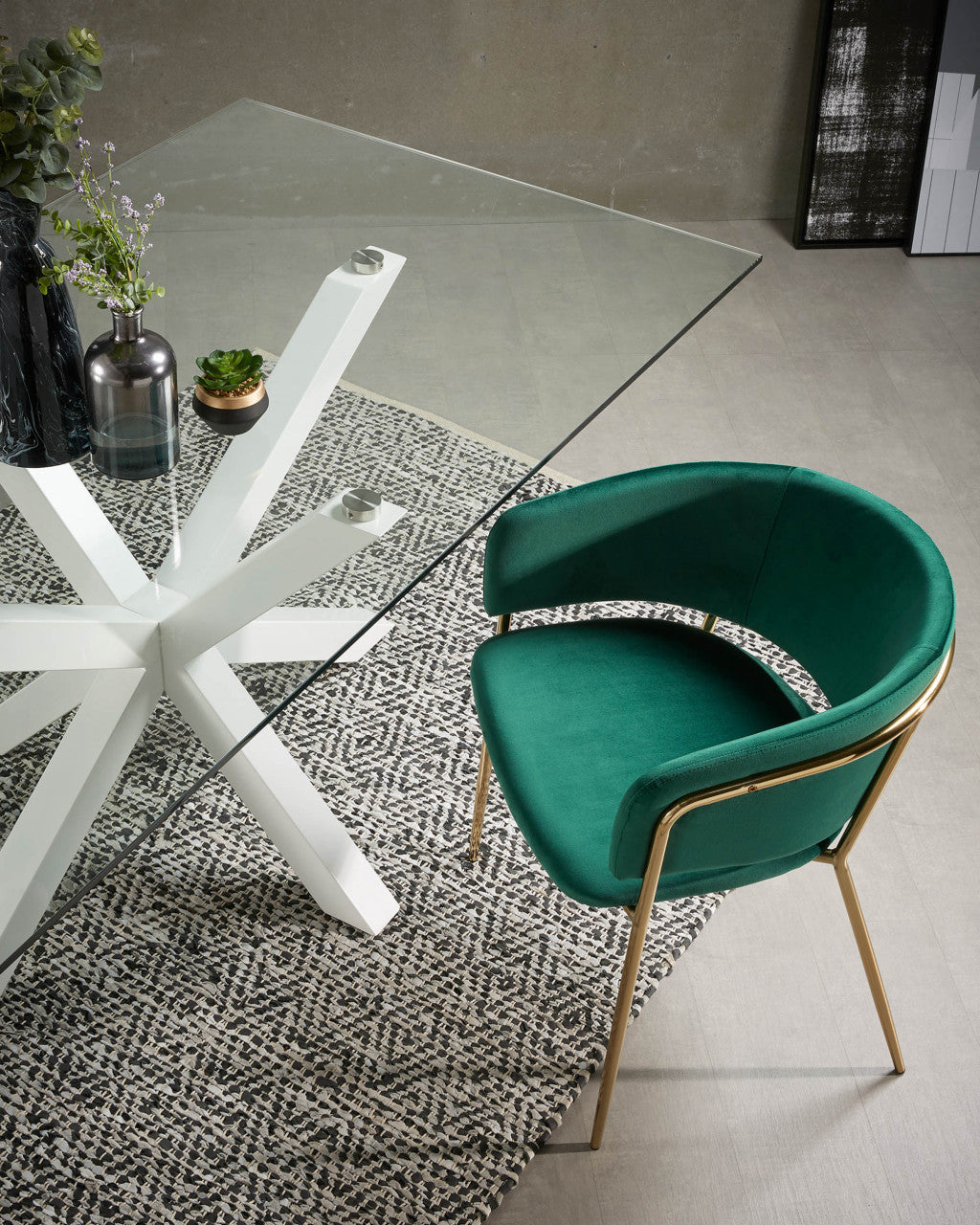 Masa dining alba/trasparenta din metal 100x200 cm Argo Kave Home