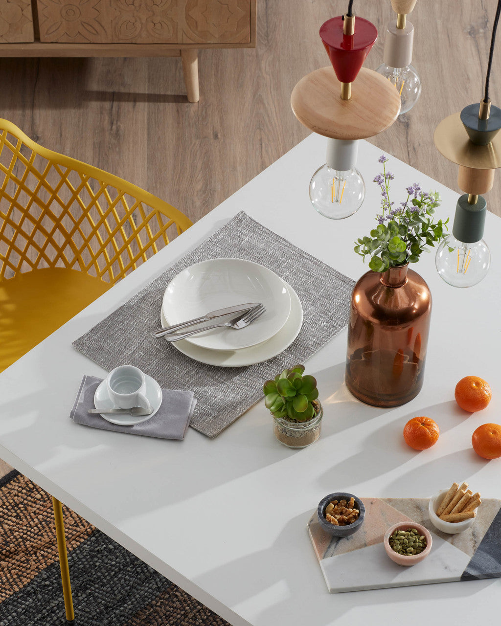Masa dining argintie din lemn si metal 100x200 cm Argo Kave Home