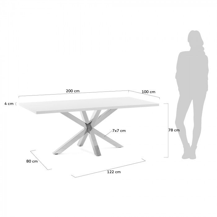 Masa dining argintie din lemn si metal 100x200 cm Argo Kave Home