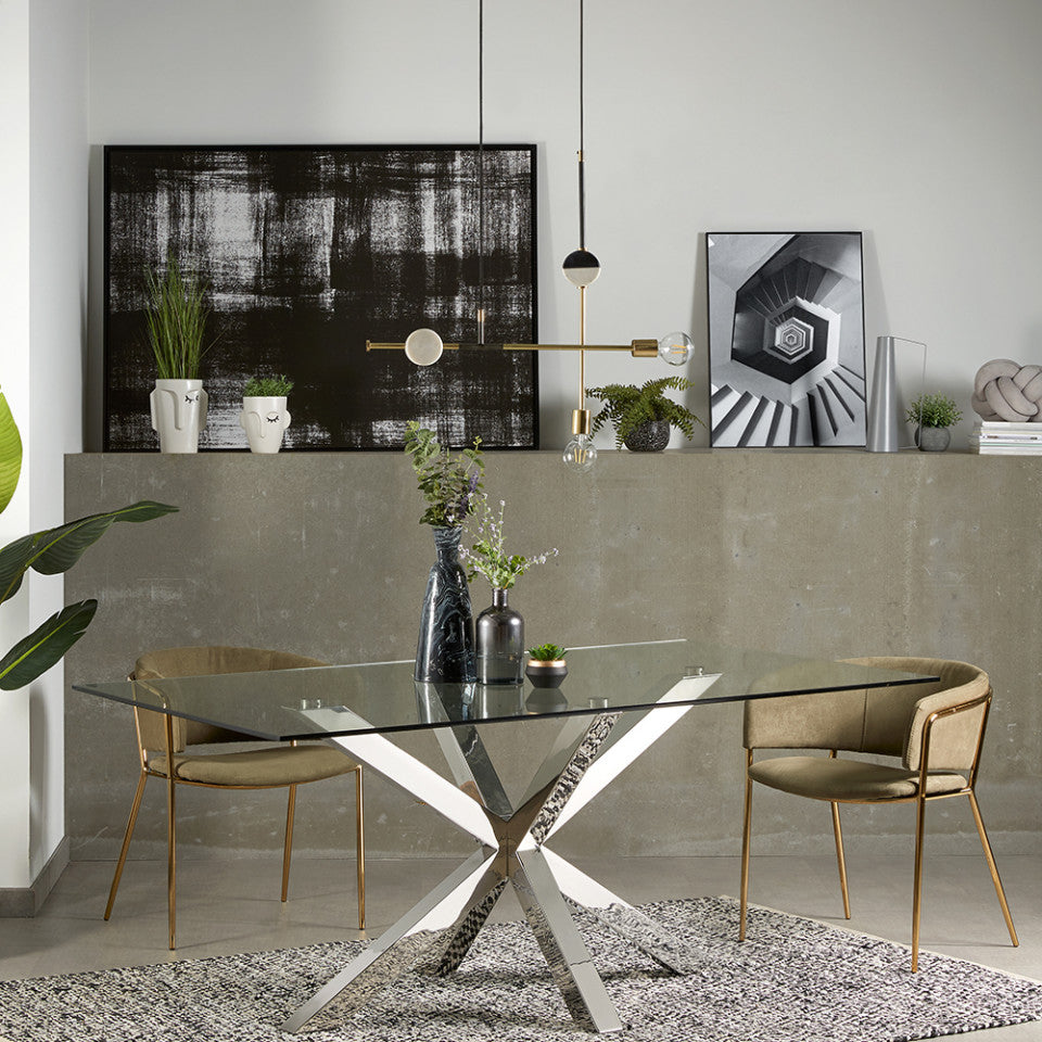 Masa dining argintie din metal 100x180 cm Argo Kave Home