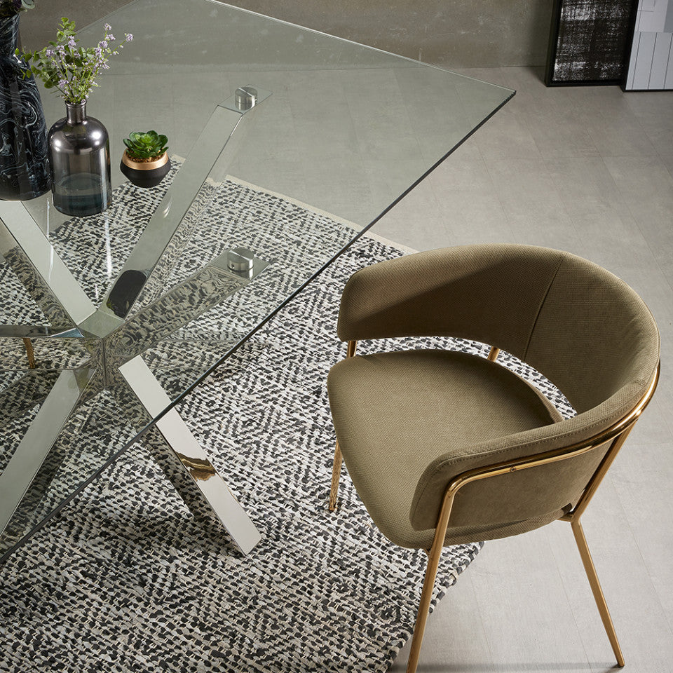 Masa dining argintie din metal 100x180 cm Argo Kave Home