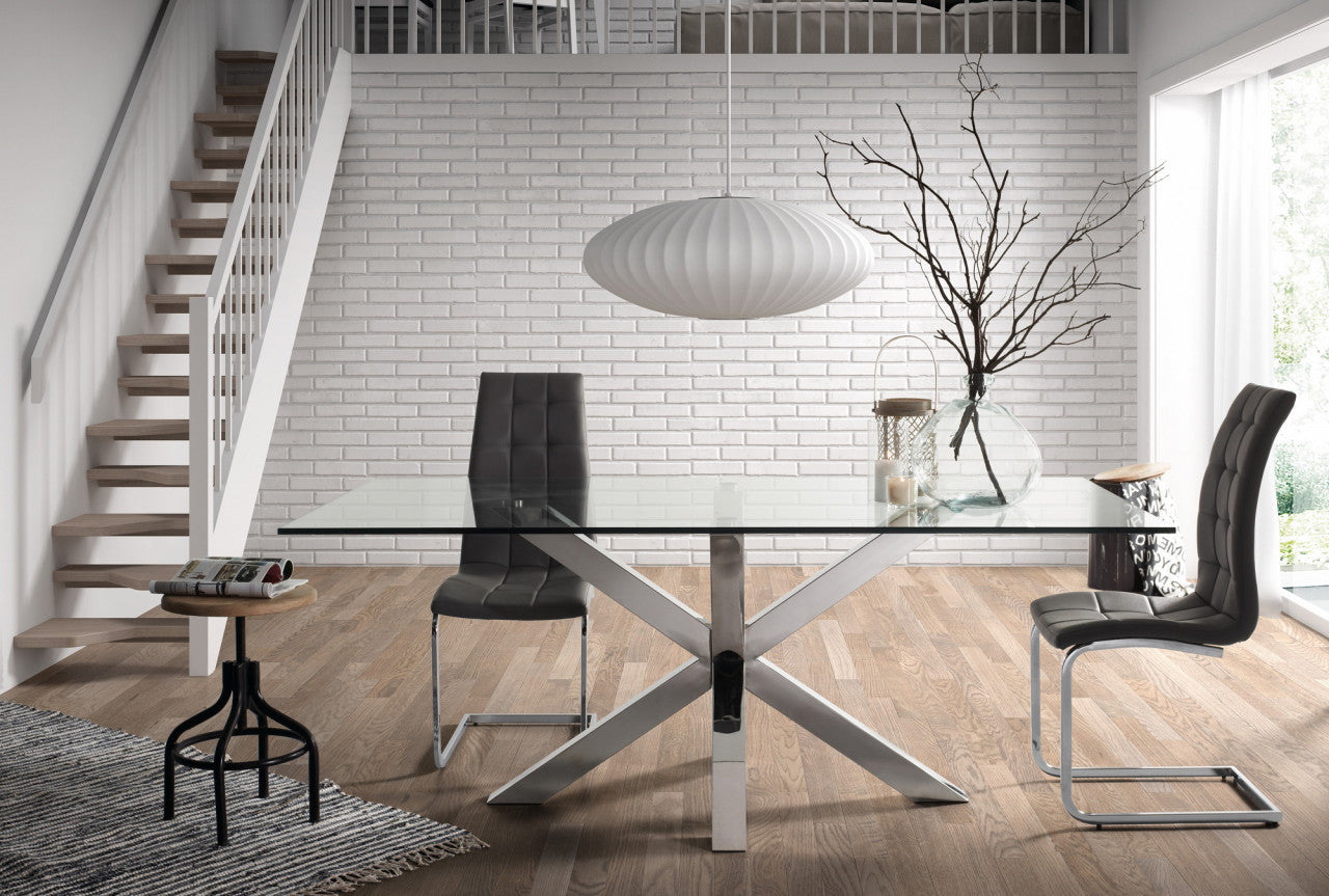 Masa dining argintie din metal 100x180 cm Argo Kave Home