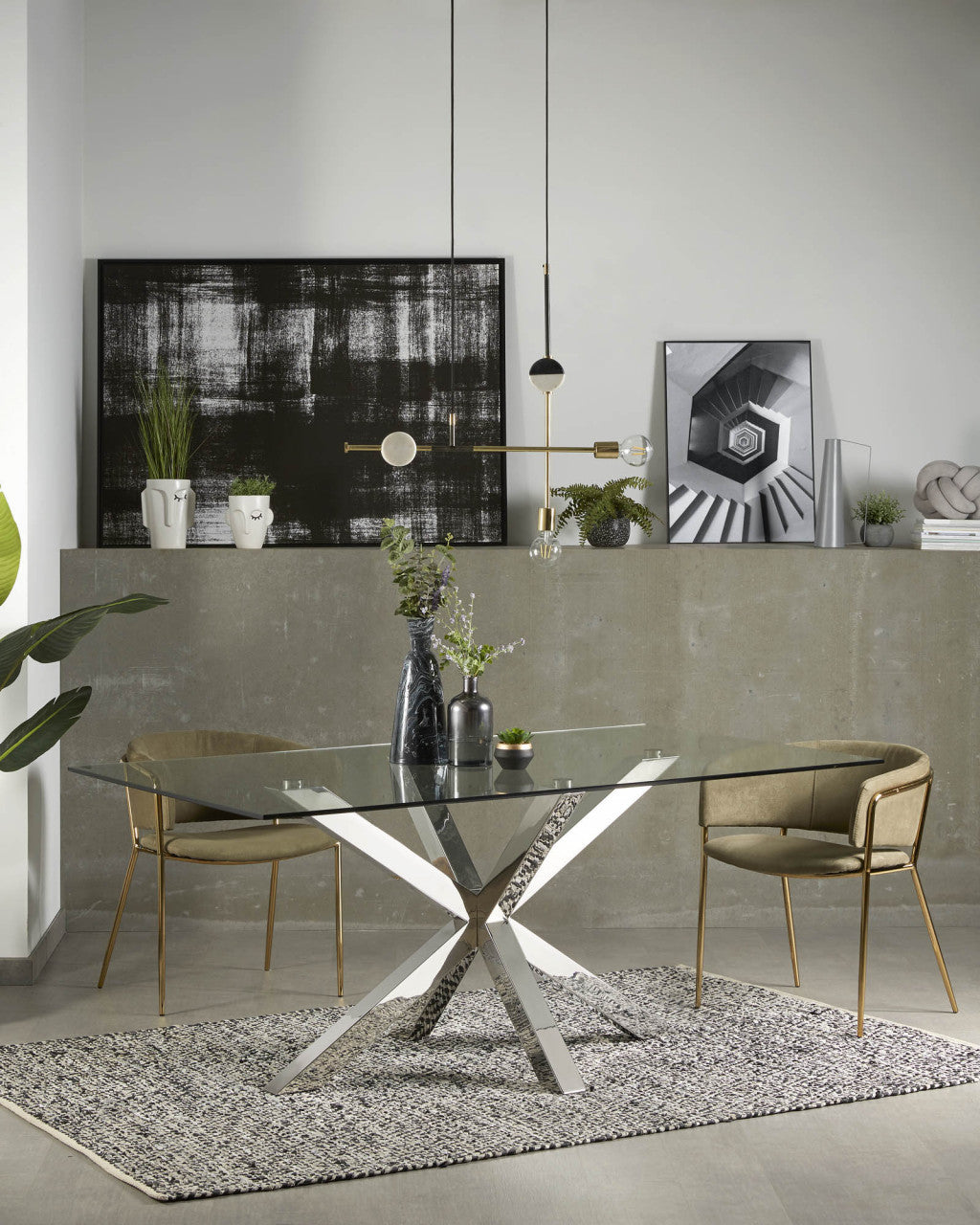 Masa dining argintie din metal 100x180 cm Argo Kave Home