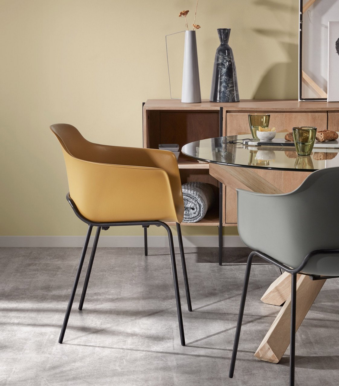 Masa dining din lemn si sticla 120 cm Lotus Kave Home