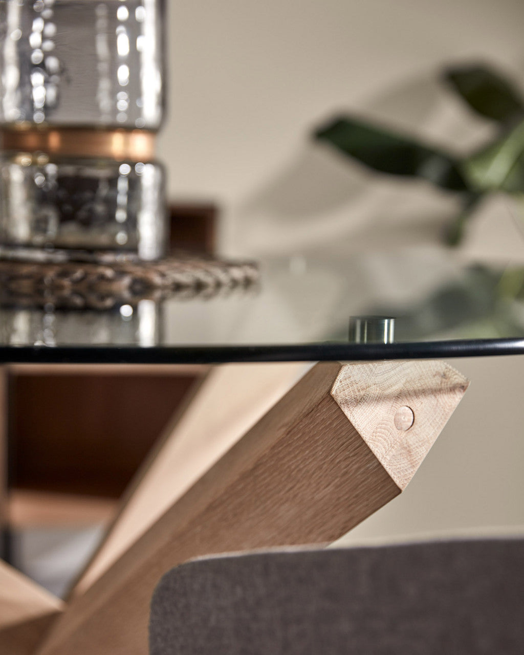 Masa dining din lemn si sticla 120 cm Lotus Kave Home