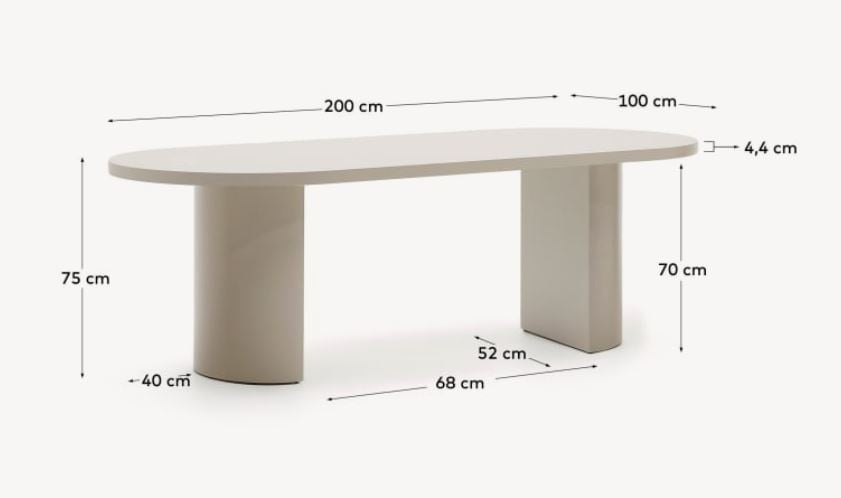Masa dining ecru 100x200 cm Nealy Kave Home