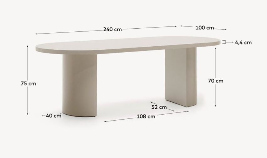 Masa dining ecru 100x240 cm Nealy Kave Home