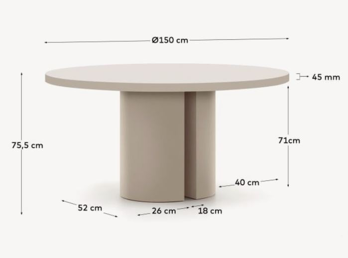Masa dining ecru 150 cm Nealy Kave Home