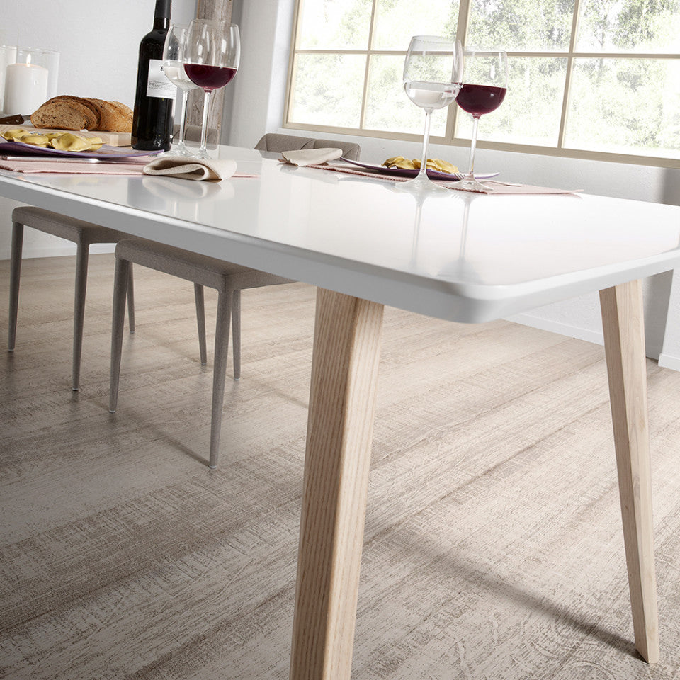Masa dining extensibila alba din lemn 90x140(220) cm Eunice Kave Home