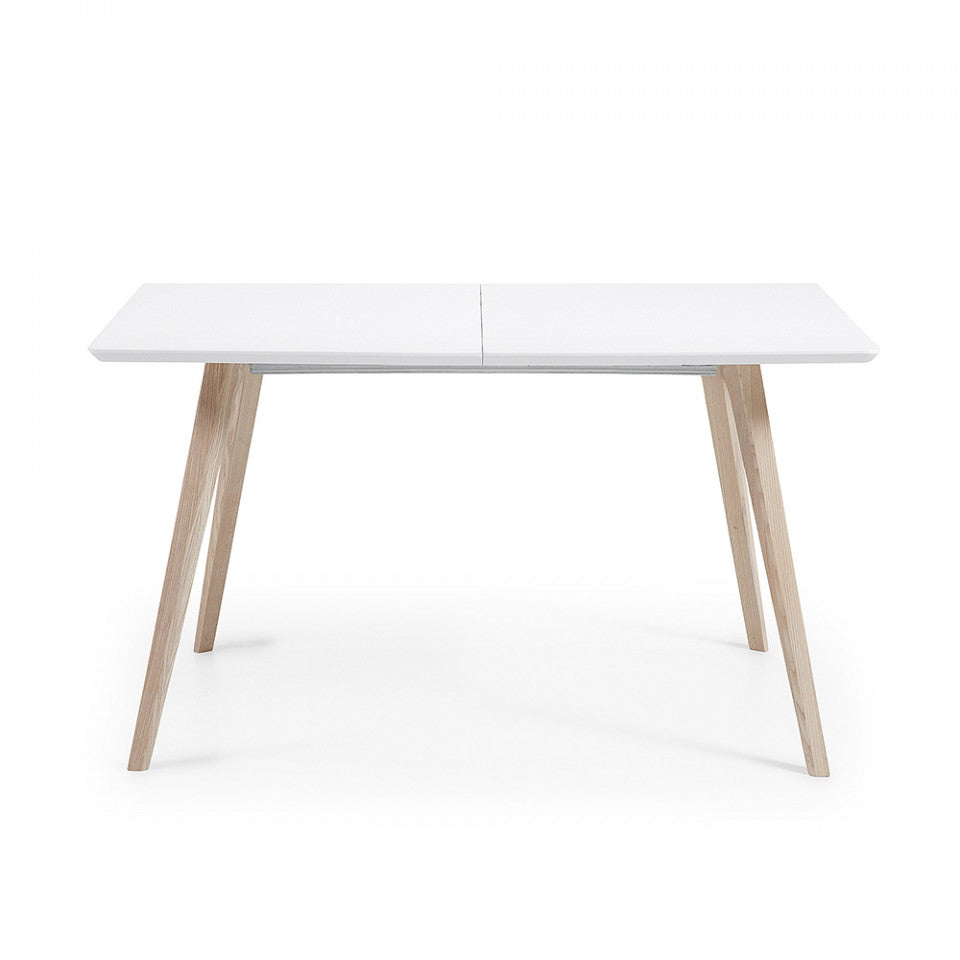 Masa dining extensibila alba din lemn 90x140(220) cm Eunice Kave Home