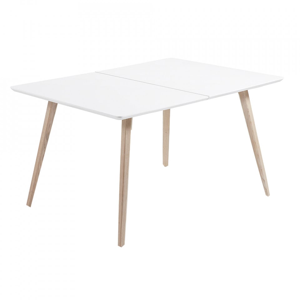 Masa dining extensibila alba din lemn 90x140(220) cm Eunice Kave Home