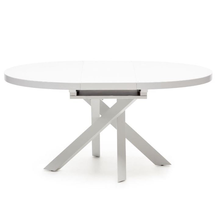Masa dining extensibila alba din metal 120(160) cm Vashti Kave Home