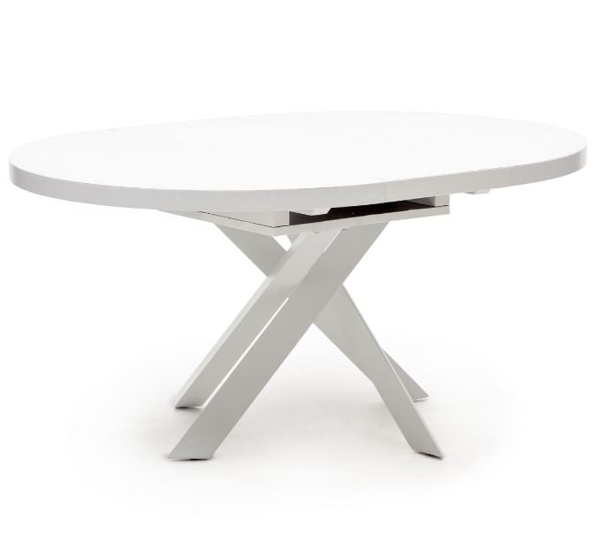 Masa dining extensibila alba din metal 120(160) cm Vashti Kave Home