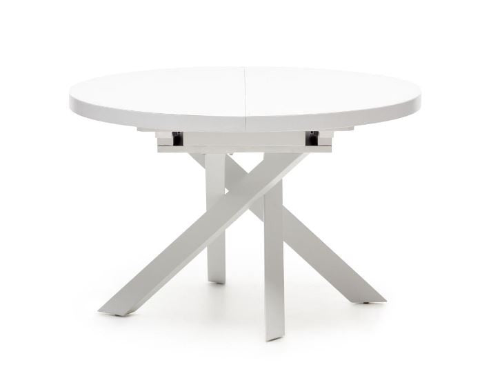 Masa dining extensibila alba din metal 120(160) cm Vashti Kave Home