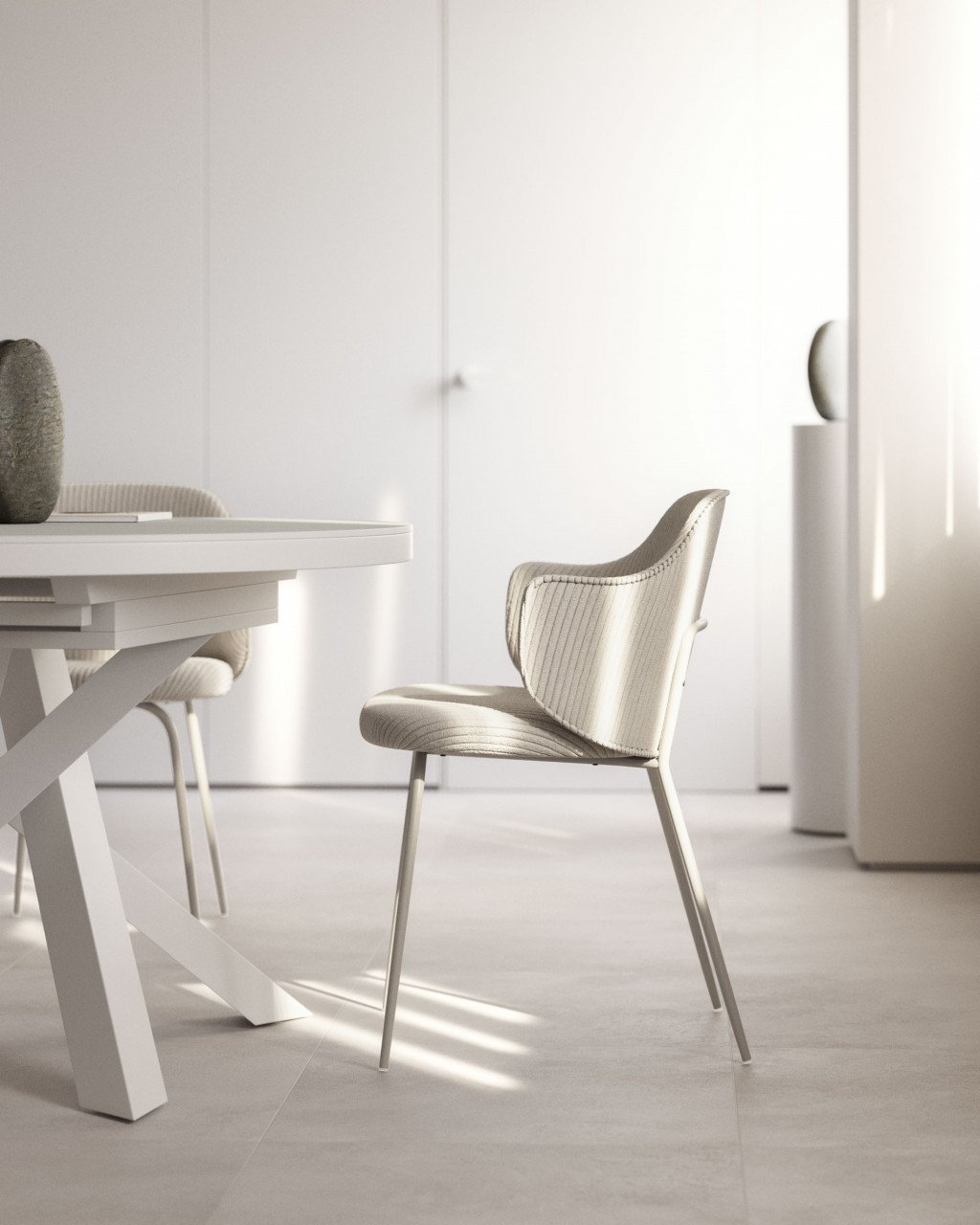 Masa dining extensibila alba din metal 120(160) cm Vashti Kave Home