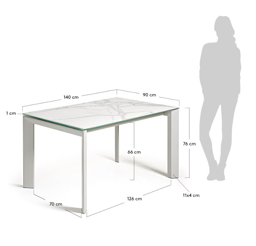 Masa dining extensibila alba din metal 90x(140)200 cm Axis Kalos Kave Home