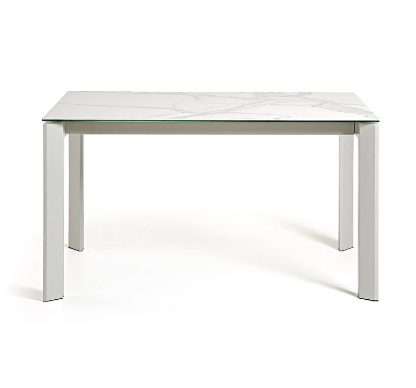 Masa dining extensibila alba din metal 90x(140)200 cm Axis Kalos Kave Home