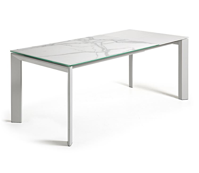 Masa dining extensibila alba din metal 90x(140)200 cm Axis Kalos Kave Home