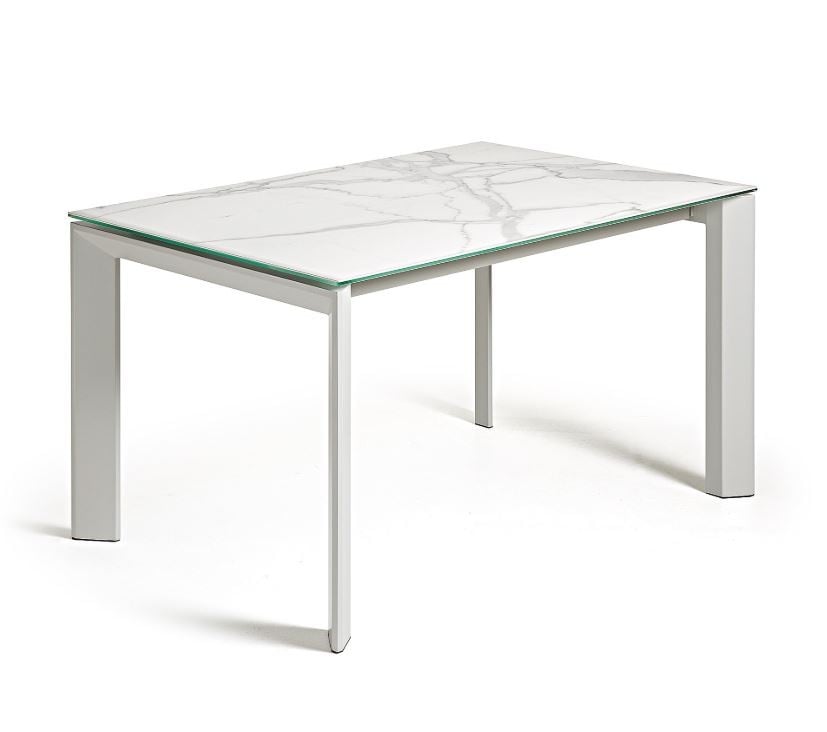 Masa dining extensibila alba din metal 90x(140)200 cm Axis Kalos Kave Home