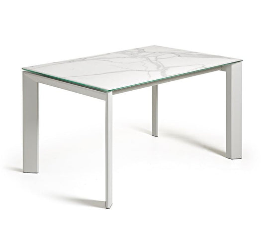 Masa dining extensibila alba din metal 90x(140)200 cm Axis Kalos Kave Home