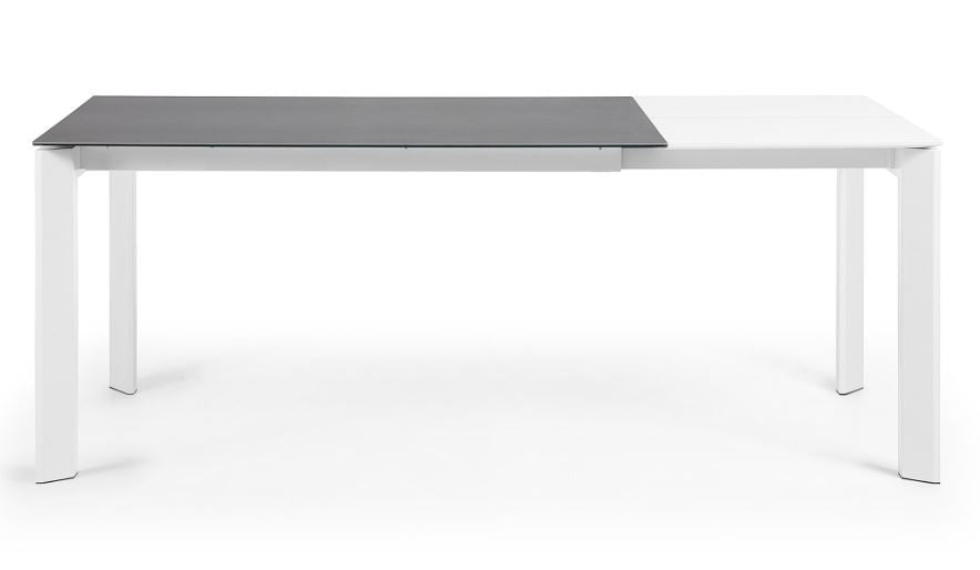 Masa dining extensibila alba din metal 90x(140)200 cm Axis Vulcano Roca Kave Home