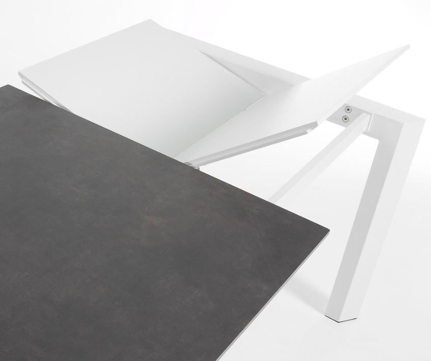 Masa dining extensibila alba din metal 90x(140)200 cm Axis Vulcano Roca Kave Home
