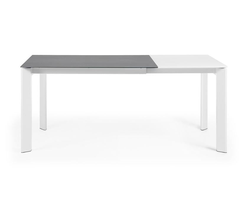Masa dining extensibila alba/gri din metal 80x(120)180 cm Axis Vulcano Roca Kave Home
