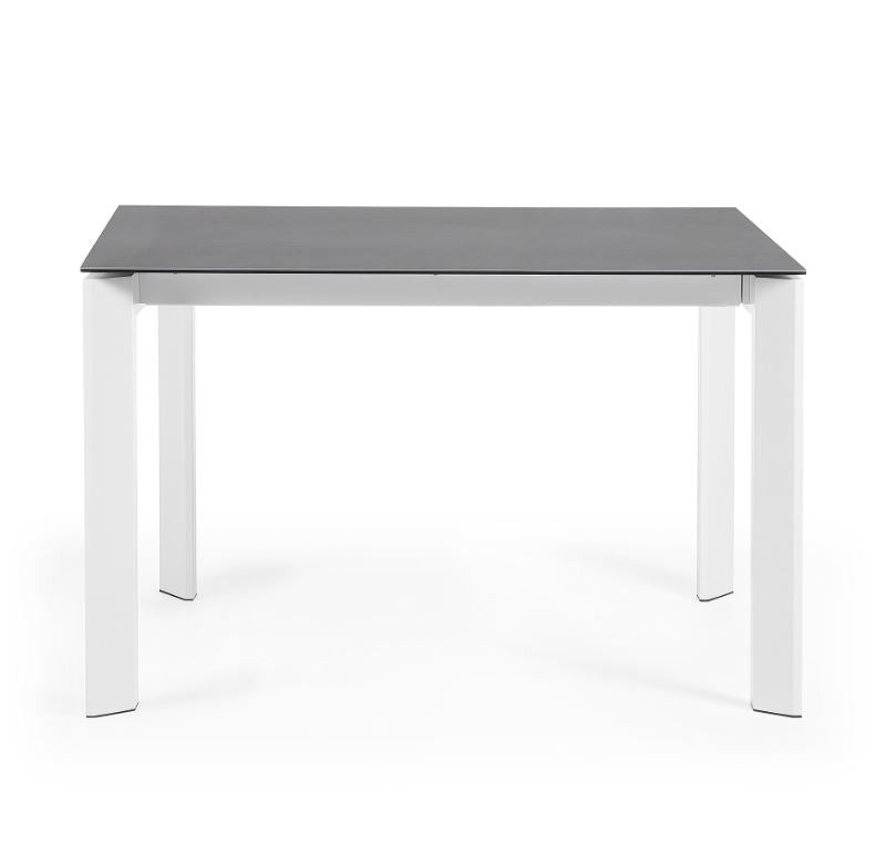 Masa dining extensibila alba/gri din metal 80x(120)180 cm Axis Vulcano Roca Kave Home