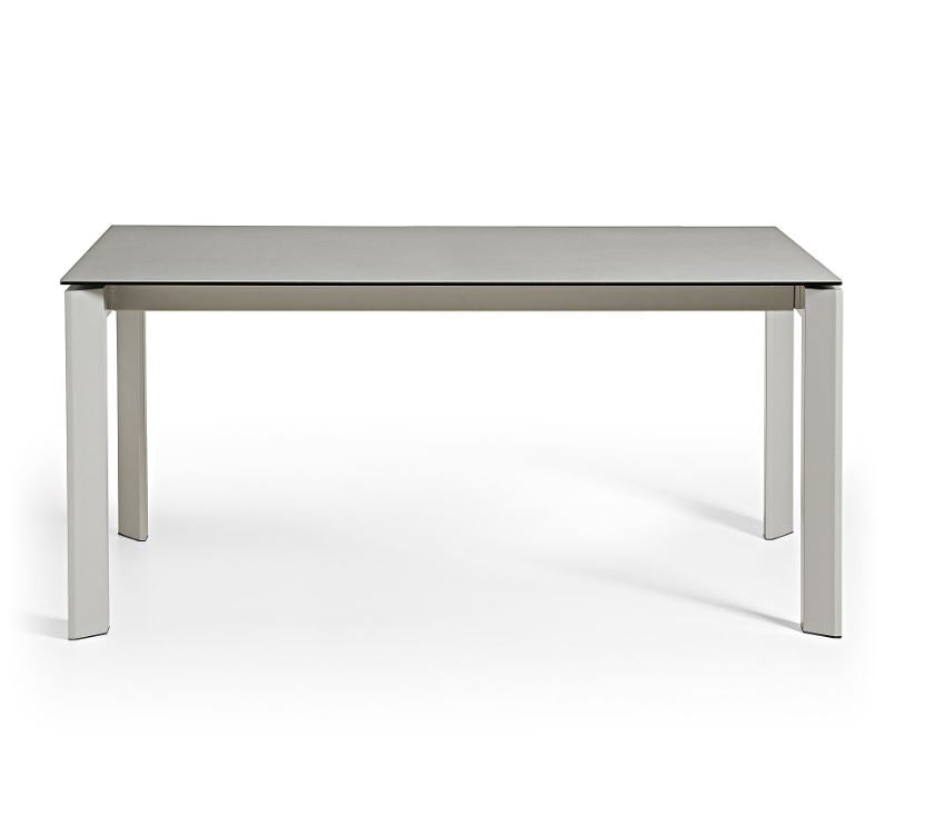 Masa dining extensibila alba/gri din metal 90x(140)200 cm Axis Hydra Lead Kave Home