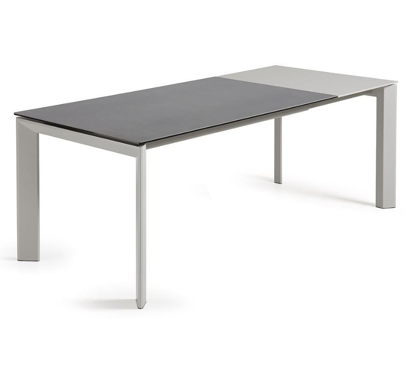 Masa dining extensibila alba/gri din metal 90x(160)220 cm Axis Vulcano Roca Kave Home