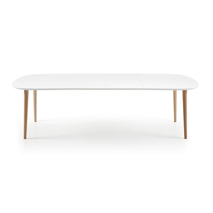 Masa dining extensibila alba/maro din lemn 100x160(260) cm Oqui Kave Home