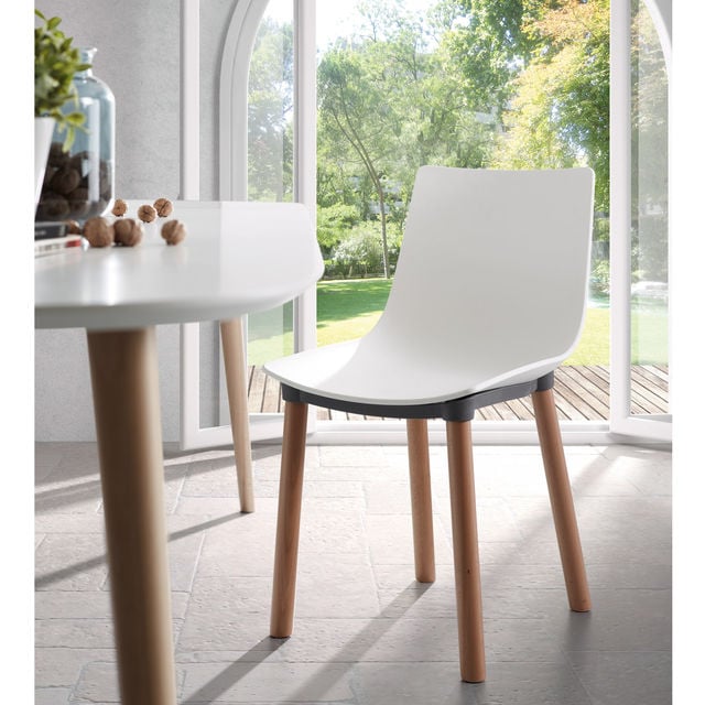Masa dining extensibila alba/maro din lemn 100x160(260) cm Oqui Kave Home
