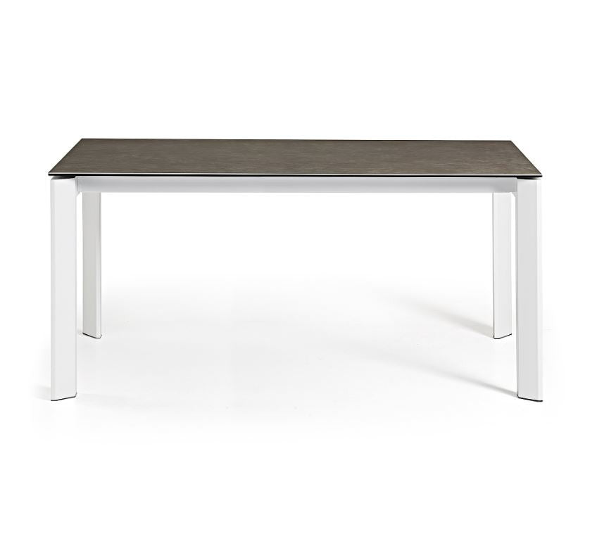 Masa dining extensibila alba/maro din metal 80x(140)200 cm Axis Vulcano Ash Kave Home
