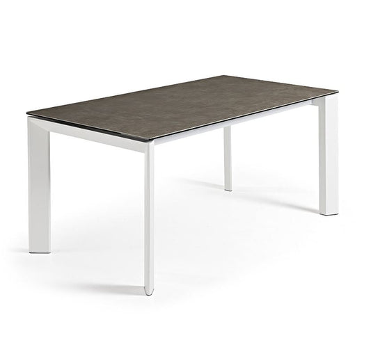 Masa dining extensibila alba/maro din metal 80x(140)200 cm Axis Vulcano Ash Kave Home