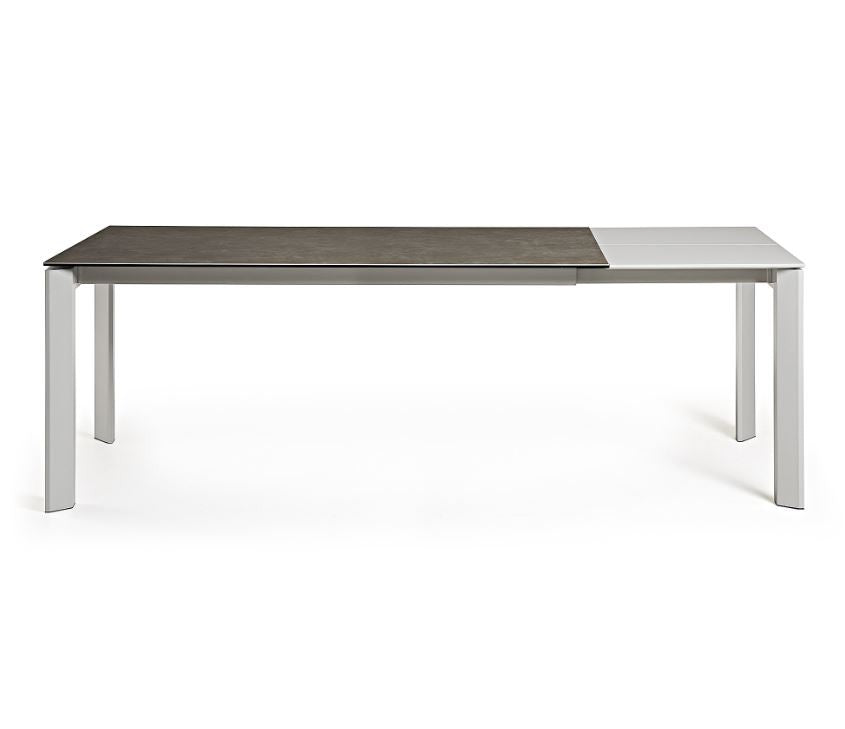 Masa dining extensibila alba/maro din metal 90x(160)220 cm Axis Vulcano Ash Kave Home