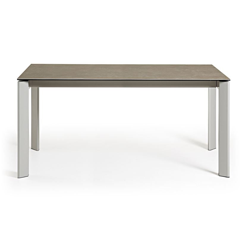 Masa dining extensibila alba/maro din metal 90x(160)220 cm Axis Vulcano Ash Kave Home